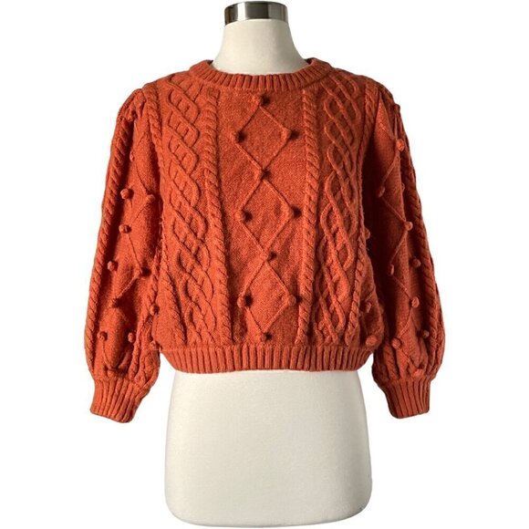 For Love & Lemons Florentina Sweater Ginger Cable Knit Size S NWT Cozy Fall - Picture 4 of 10